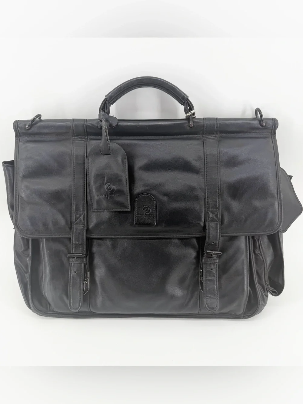 Vintage Basis Point Compusystem Black Leather Travel Briefcase Bag Messenger Bag